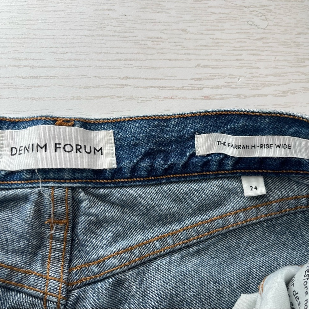 Aritzia Denim Forum The Farrah Hi-Rise Wide Jean Size 24 Into The Bleu Light - Picture 8 of 11
